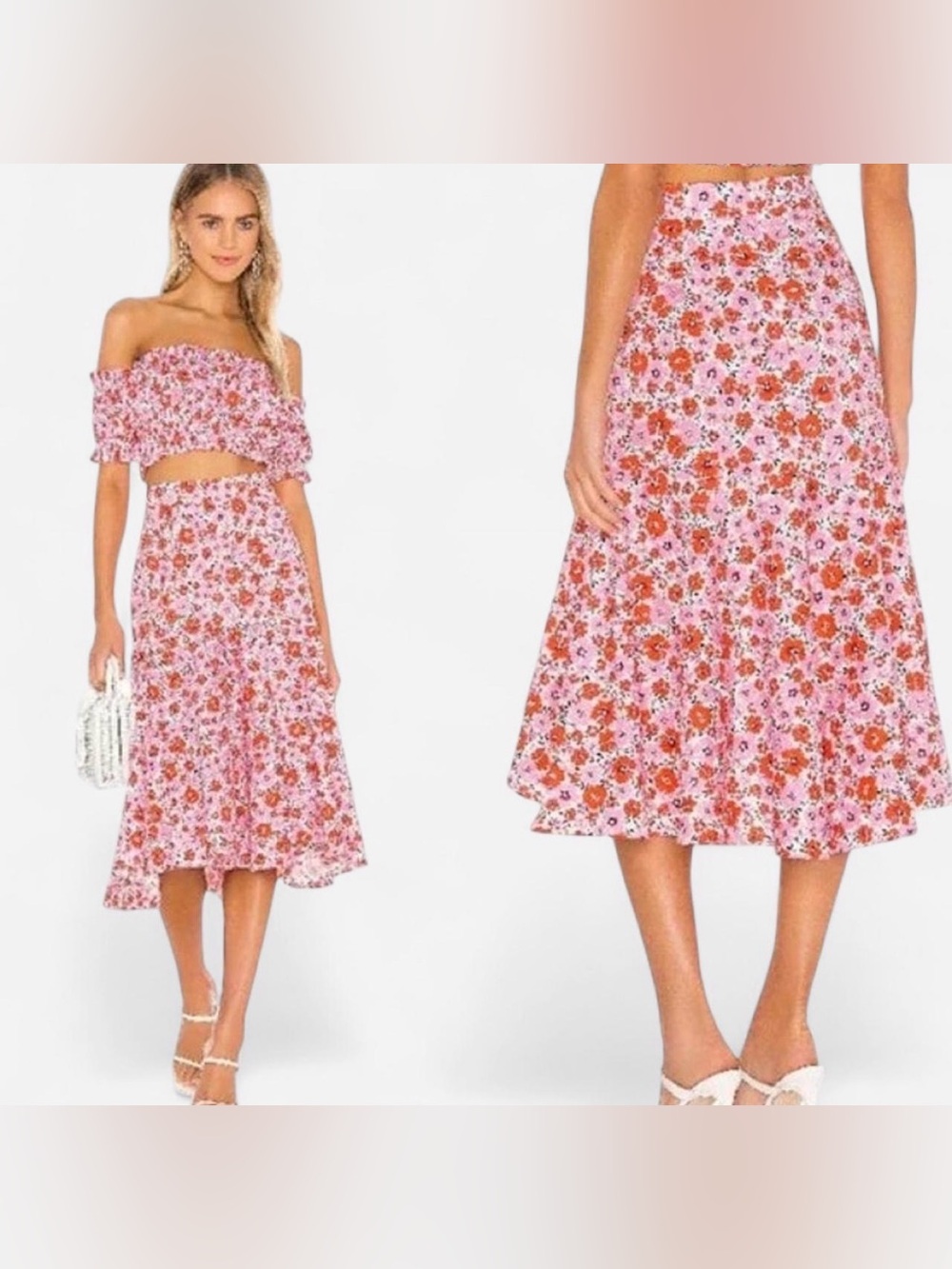 NWT Yumi Kim Pink Floral midi skirt